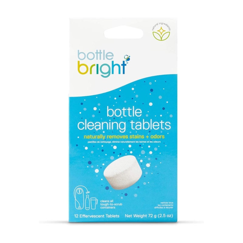 Bottle Bright Single Pack (12 Tablets)- Clean Stainless Steel, Thermos, Tumbler, Insulated and Reusable Water Bottles -Cleaning Tablets are Easy and Safe to Use - Image 1